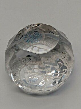 Etched Crystal Cut Glass Paper Weight 2 1/2" Perth Ontario Golf Course Opening